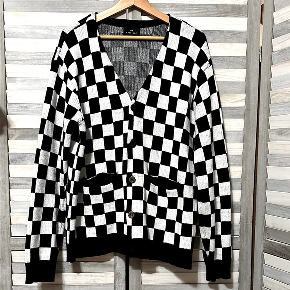 Lazy Oaf Sweaters - LAZY OAF Black and White Checkered Cardigan